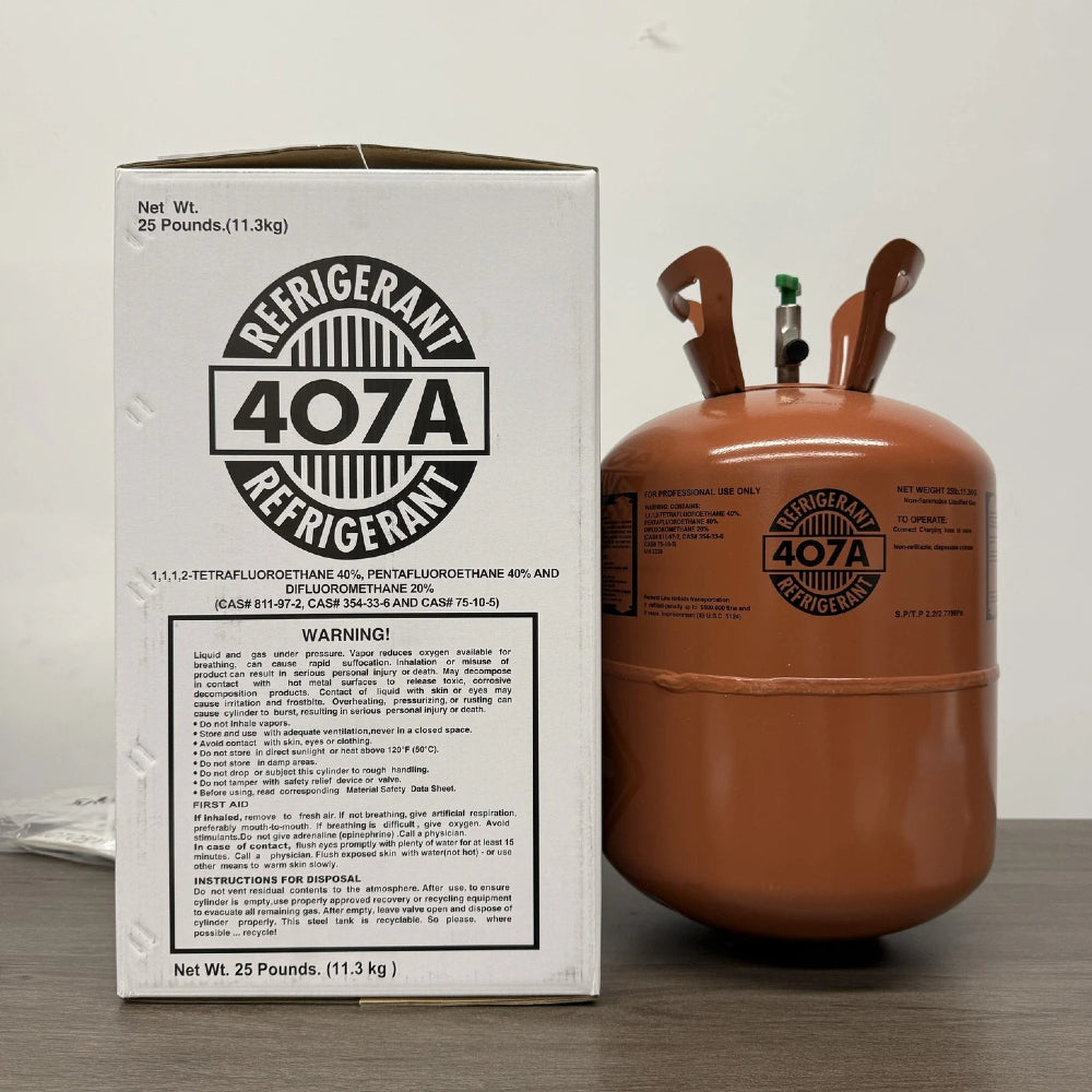 R407A Refrigerant 25 lbs Freon Gas Cylinder - Brand New Factory Sealed