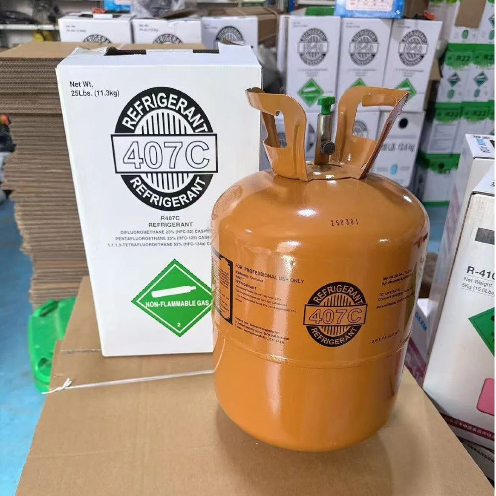 R407C Refrigerant 25 lbs Freon Gas Cylinder - Brand New Factory Sealed